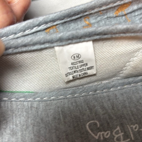 Coral Bay Flamingo Loafers, Slip on Grey Fabric Shoes, 8 - Picture 3 of 5